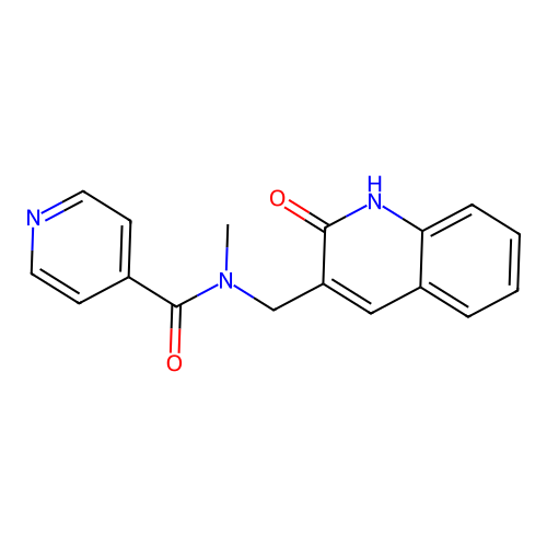 N-methyl-N-[(2-oxo-1,2-dihydroquinolin-3-yl)methyl]pyridine-4-carboxamide structure