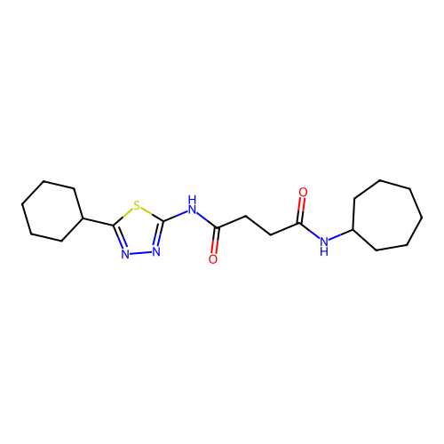 N-cycloheptyl-N'-[(2Z)-5-cyclohexyl-1,3,4-thiadiazol-2(3H)-ylidene]butanediamide structure