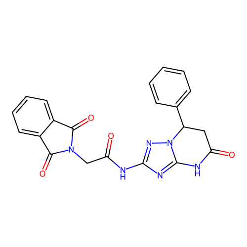 2-(1,3-dioxo-1,3-dihydro-2H-isoindol-2-yl)-N-(5-oxo-7-phenyl-3,5,6,7-tetrahydro[1,2,4]triazolo[1,5-a]pyrimidin-2-yl)acetamide structure