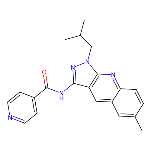 N-(1-isobutyl-6-methyl-1H-pyrazolo[3,4-b]quinolin-3-yl)isonicotinamide structure