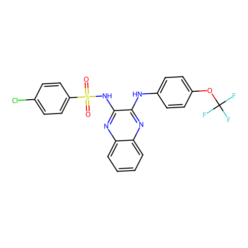 4-chloro-N-(3-((4-(trifluoromethoxy)phenyl)amino)quinoxalin-2-yl)benzenesulfonamide structure