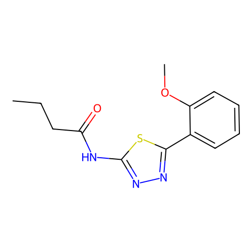 N-[5-(2-methoxyphenyl)-1,3,4-thiadiazol-2-yl]butanamide structure