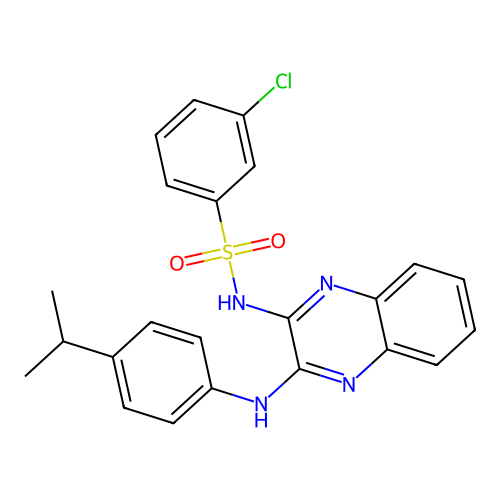 3-chloro-N-(3-{[4-(propan-2-yl)phenyl]amino}quinoxalin-2-yl)benzenesulfonamide structure