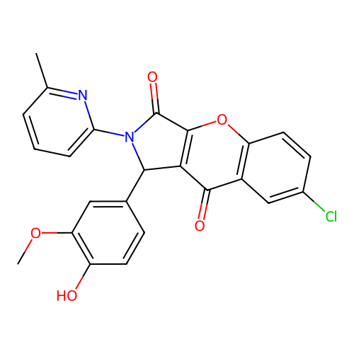 7-chloro-1-(4-hydroxy-3-methoxyphenyl)-2-(6-methylpyridin-2-yl)-1,2-dihydrochromeno[2,3-c]pyrrole-3,9-dione structure