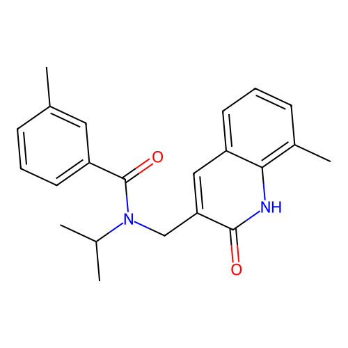 N-((2-hydroxy-8-methylquinolin-3-yl)methyl)-N-isopropyl-3-methylbenzamide structure
