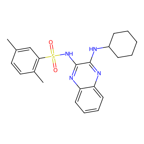 N-(3-(cyclohexylamino)quinoxalin-2-yl)-2,5-dimethylbenzenesulfonamide structure
