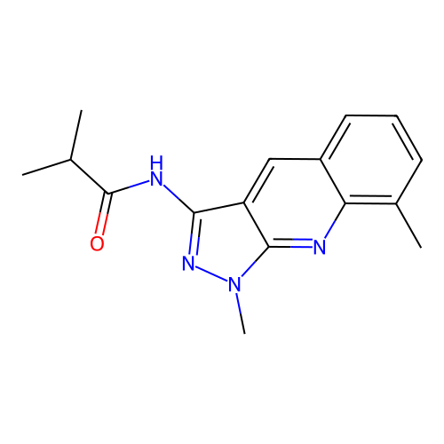 N-(1,8-dimethyl-1H-pyrazolo[3,4-b]quinolin-3-yl)isobutyramide structure