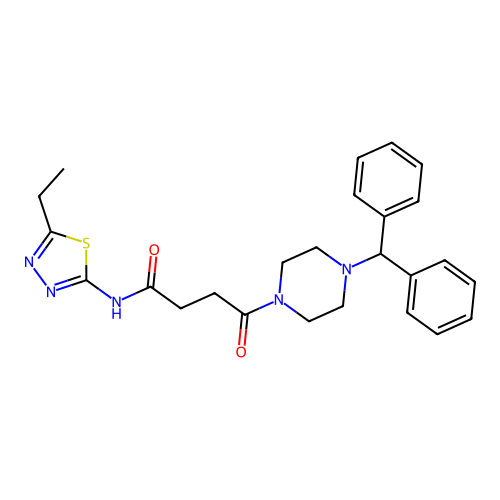 4-(4-benzhydrylpiperazin-1-yl)-N-(5-ethyl-1,3,4-thiadiazol-2-yl)-4-oxobutanamide structure