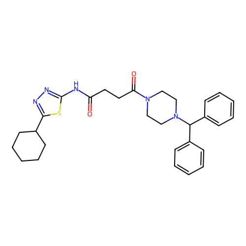 4-(4-benzhydrylpiperazin-1-yl)-N-(5-cyclohexyl-1,3,4-thiadiazol-2-yl)-4-oxobutanamide structure