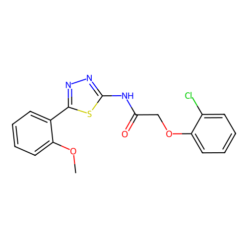 2-(2-chlorophenoxy)-N-[5-(2-methoxyphenyl)-1,3,4-thiadiazol-2-yl]acetamide structure
