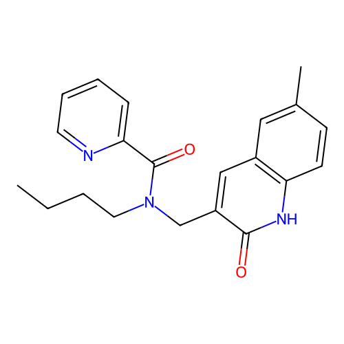N-butyl-N-[(6-methyl-2-oxo-1H-quinolin-3-yl)methyl]pyridine-2-carboxamide structure