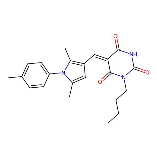 (5Z)-1-butyl-5-[[2,5-dimethyl-1-(4-methylphenyl)pyrrol-3-yl]methylidene]-1,3-diazinane-2,4,6-trione structure