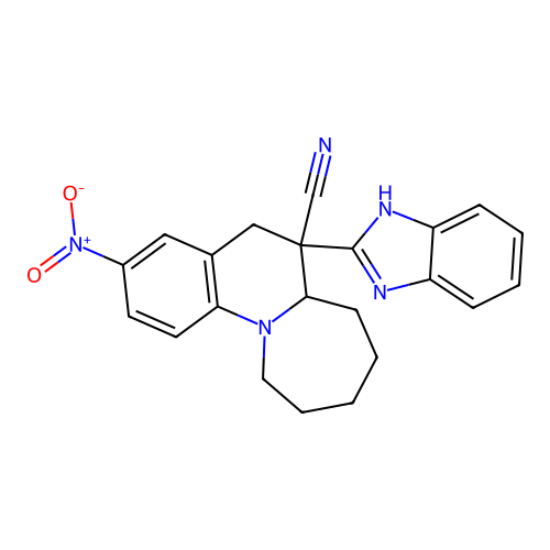 6-(1H-benzimidazol-2-yl)-3-nitro-5,6,6a,7,8,9,10,11-octahydroazepino[1,2-a]quinoline-6-carbonitrile structure