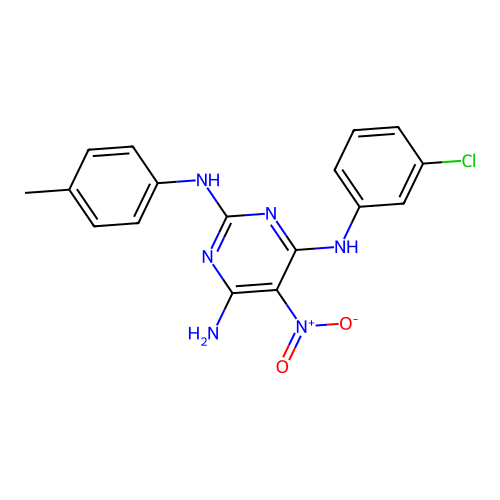 {6-Amino-2-[(4-methylphenyl)amino]-5-nitropyrimidin-4-yl}(3-chlorophenyl)amine structure