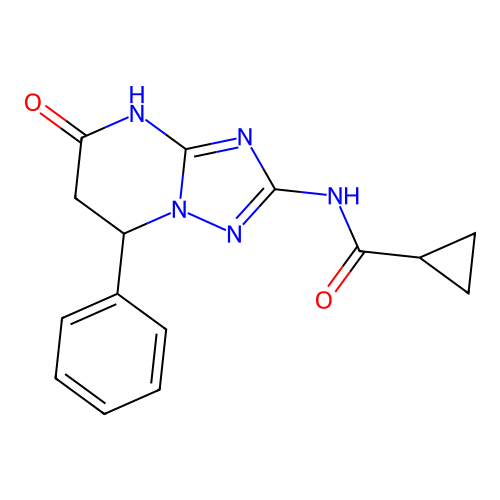 N-(5-oxo-7-phenyl-3,5,6,7-tetrahydro[1,2,4]triazolo[1,5-a]pyrimidin-2-yl)cyclopropanecarboxamide structure