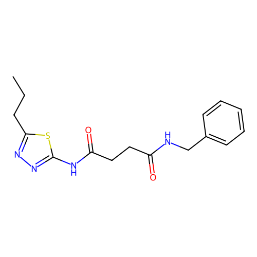 N-benzyl-N'-[(2Z)-5-propyl-1,3,4-thiadiazol-2(3H)-ylidene]butanediamide structure