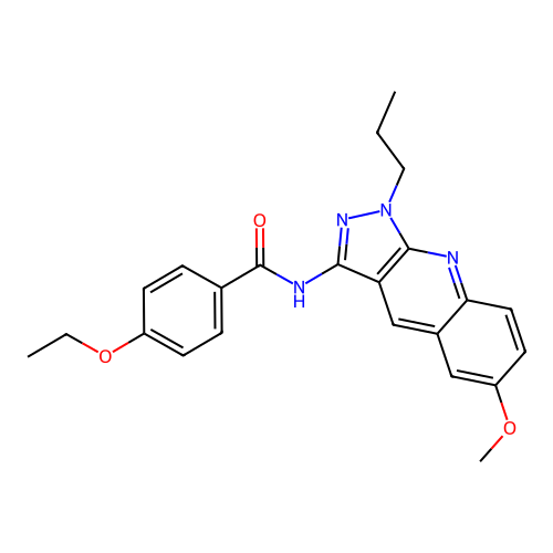 4-ethoxy-N-(6-methoxy-1-propylpyrazolo[3,4-b]quinolin-3-yl)benzamide structure