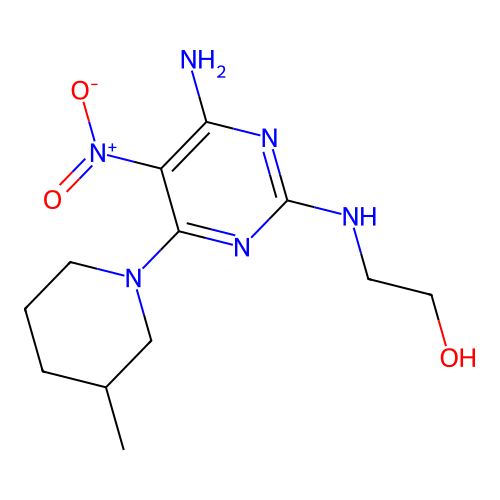 2-((4-Amino-6-(3-methylpiperidin-1-yl)-5-nitropyrimidin-2-yl)amino)ethanol structure