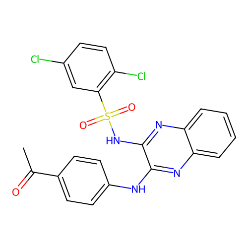 N-(3-((4-acetylphenyl)amino)quinoxalin-2-yl)-2,5-dichlorobenzenesulfonamide structure