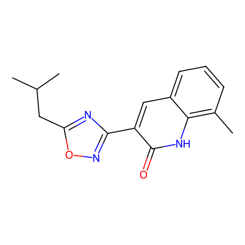 8-methyl-3-[5-(2-methylpropyl)-1,2,4-oxadiazol-3-yl]quinolin-2(1H)-one structure