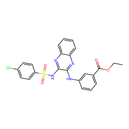 ethyl 3-((3-(4-chlorophenylsulfonamido)quinoxalin-2-yl)amino)benzoate structure
