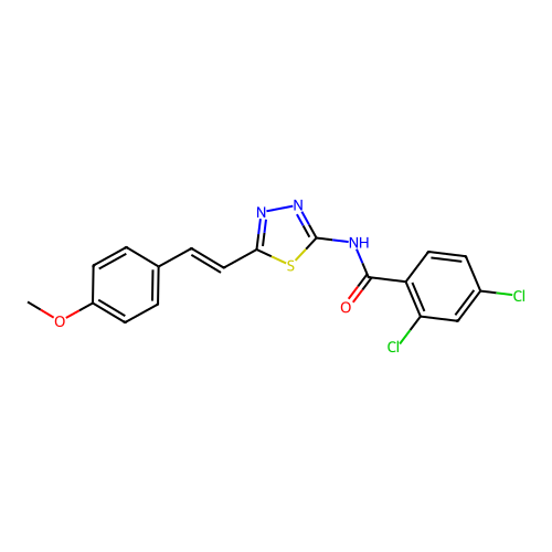 (E)-2,4-dichloro-N-(5-(4-methoxystyryl)-1,3,4-thiadiazol-2-yl)benzamide structure
