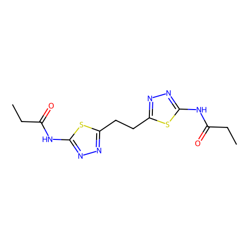 N,N'-(ethane-1,2-diyldi-1,3,4-thiadiazol-2-yl-5-ylidene)dipropanamide structure