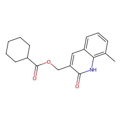 (8-methyl-2-oxo-1H-quinolin-3-yl)methyl cyclohexanecarboxylate structure