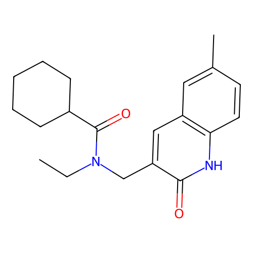 N-ethyl-N-[(6-methyl-2-oxo-1H-quinolin-3-yl)methyl]cyclohexanecarboxamide structure