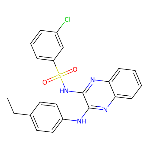 3-chloro-N-(3-((4-ethylphenyl)amino)quinoxalin-2-yl)benzenesulfonamide structure