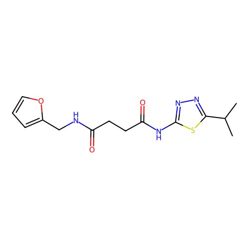 N1-(furan-2-ylmethyl)-N4-(5-isopropyl-1,3,4-thiadiazol-2-yl)succinamide structure