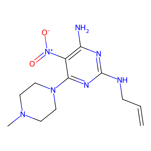 [4-Amino-6-(4-methylpiperazinyl)-5-nitropyrimidin-2-yl]prop-2-enylamine structure