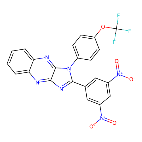 2-(3,5-dinitrophenyl)-1-(4-(trifluoromethoxy)phenyl)-1H-imidazo[4,5-b]quinoxaline structure