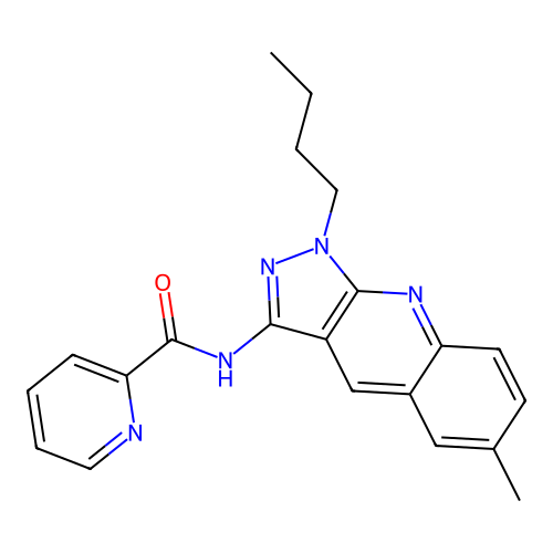 N-(1-butyl-6-methylpyrazolo[3,4-b]quinolin-3-yl)pyridine-2-carboxamide structure