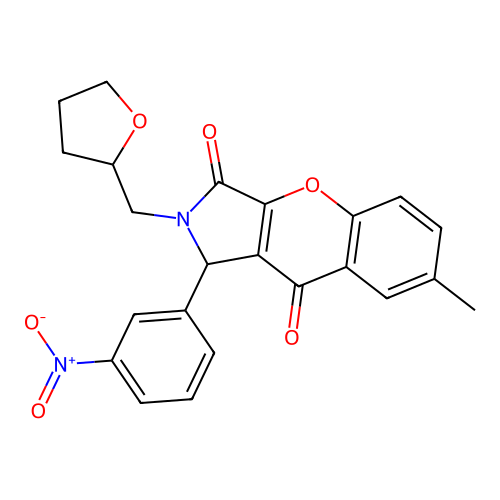 7-methyl-1-(3-nitrophenyl)-2-(oxolan-2-ylmethyl)-1H-chromeno[2,3-c]pyrrole-3,9-dione structure