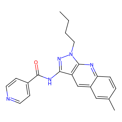 N-(1-butyl-6-methyl-1H-pyrazolo[3,4-b]quinolin-3-yl)isonicotinamide structure