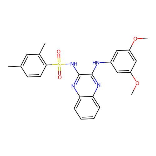 N-(3-((3,5-dimethoxyphenyl)amino)quinoxalin-2-yl)-2,4-dimethylbenzenesulfonamide structure