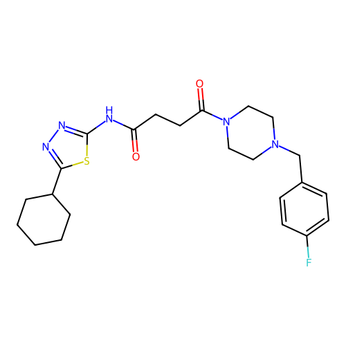 N-(5-cyclohexyl-1,3,4-thiadiazol-2-yl)-4-(4-(4-fluorobenzyl)piperazin-1-yl)-4-oxobutanamide structure