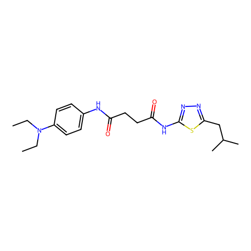 N-[4-(diethylamino)phenyl]-N'-[5-(2-methylpropyl)-1,3,4-thiadiazol-2-yl]butanediamide structure