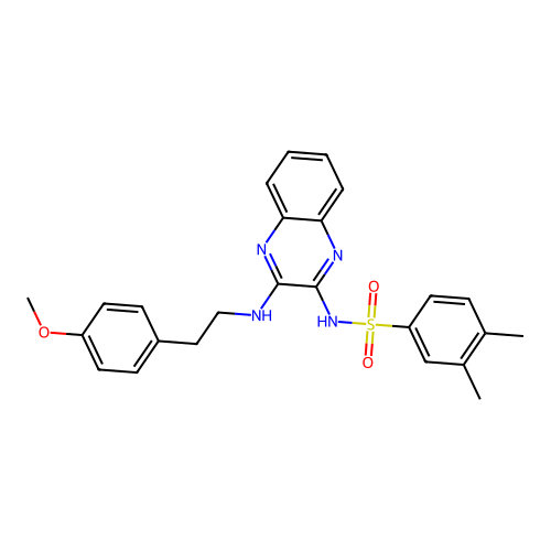 N-(3-((4-methoxyphenethyl)amino)quinoxalin-2-yl)-3,4-dimethylbenzenesulfonamide structure