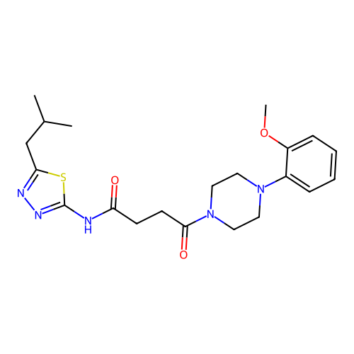 4-[4-(2-methoxyphenyl)piperazin-1-yl]-N-[(2Z)-5-(2-methylpropyl)-1,3,4-thiadiazol-2(3H)-ylidene]-4-oxobutanamide structure