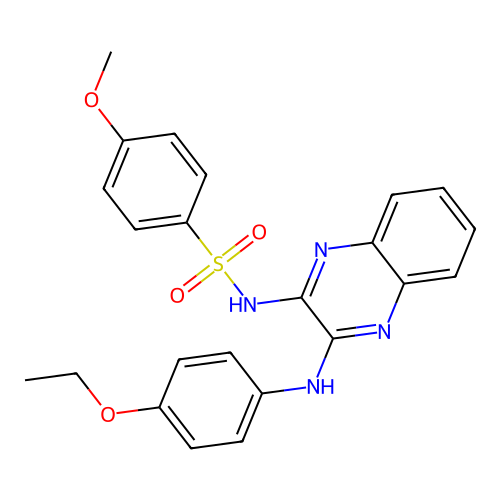 N-(3-((4-ethoxyphenyl)amino)quinoxalin-2-yl)-4-methoxybenzenesulfonamide structure