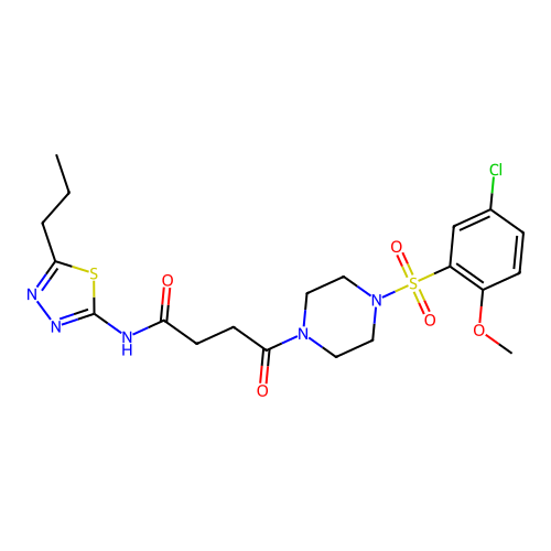 4-(4-((5-chloro-2-methoxyphenyl)sulfonyl)piperazin-1-yl)-4-oxo-N-(5-propyl-1,3,4-thiadiazol-2-yl)butanamide structure