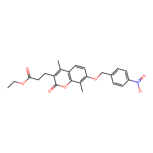 ethyl 3-(4,8-dimethyl-7-((4-nitrobenzyl)oxy)-2-oxo-2H-chromen-3-yl)propanoate structure