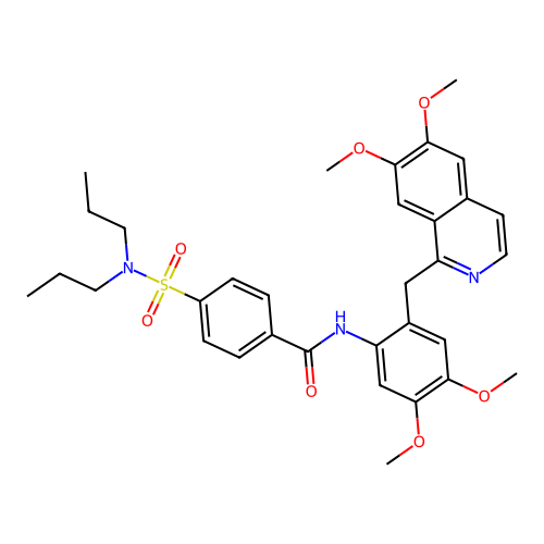 N-(2-((6,7-dimethoxyisoquinolin-1-yl)methyl)-4,5-dimethoxyphenyl)-4-(N,N-dipropylsulfamoyl)benzamide structure