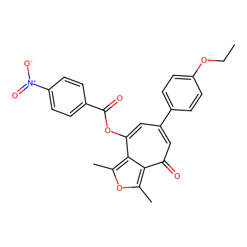 6-(4-ethoxyphenyl)-1,3-dimethyl-4-oxo-4H-cyclohepta[c]furan-8-yl 4-nitrobenzoate structure