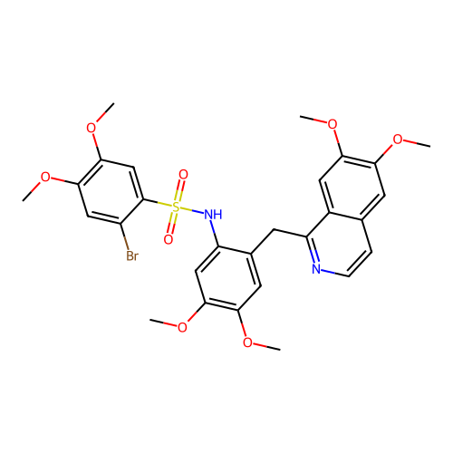 2-bromo-N-(2-((6,7-dimethoxyisoquinolin-1-yl)methyl)-4,5-dimethoxyphenyl)-4,5-dimethoxybenzenesulfonamide structure
