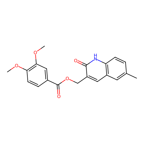 (6-methyl-2-oxo-1H-quinolin-3-yl)methyl 3,4-dimethoxybenzoate structure