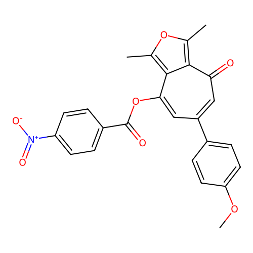 6-(4-methoxyphenyl)-1,3-dimethyl-4-oxo-4H-cyclohepta[c]furan-8-yl 4-nitrobenzoate structure
