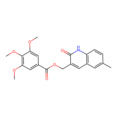 (6-methyl-2-oxo-1H-quinolin-3-yl)methyl 3,4,5-trimethoxybenzoate structure